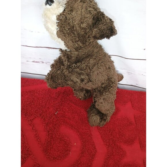 FAO Schwarz Bulldog Knuckles Brown White Puppy Dog Plush Fluffy Toy 11" Shaggy - Picture 3 of 6